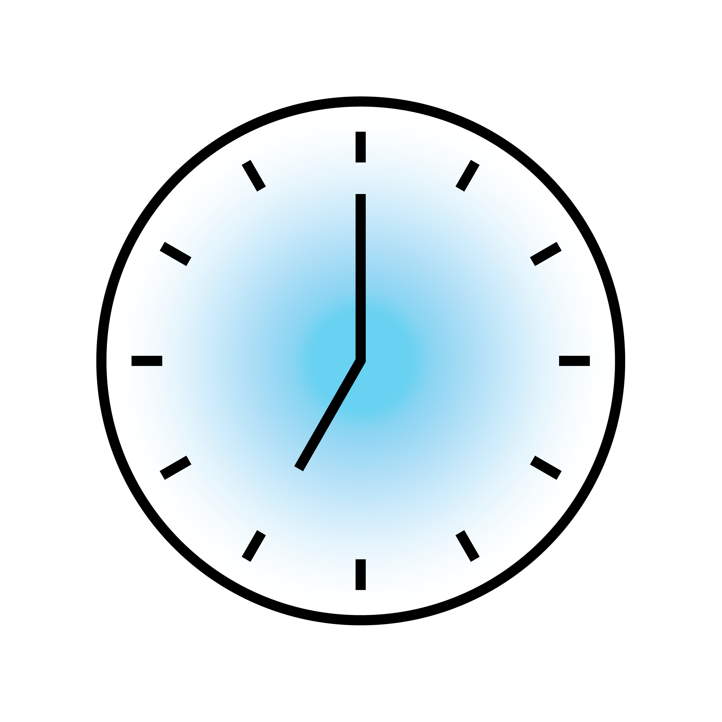 Alt text: "Vector graphic of a simple analogue clock with a blue dial showing 10:10."