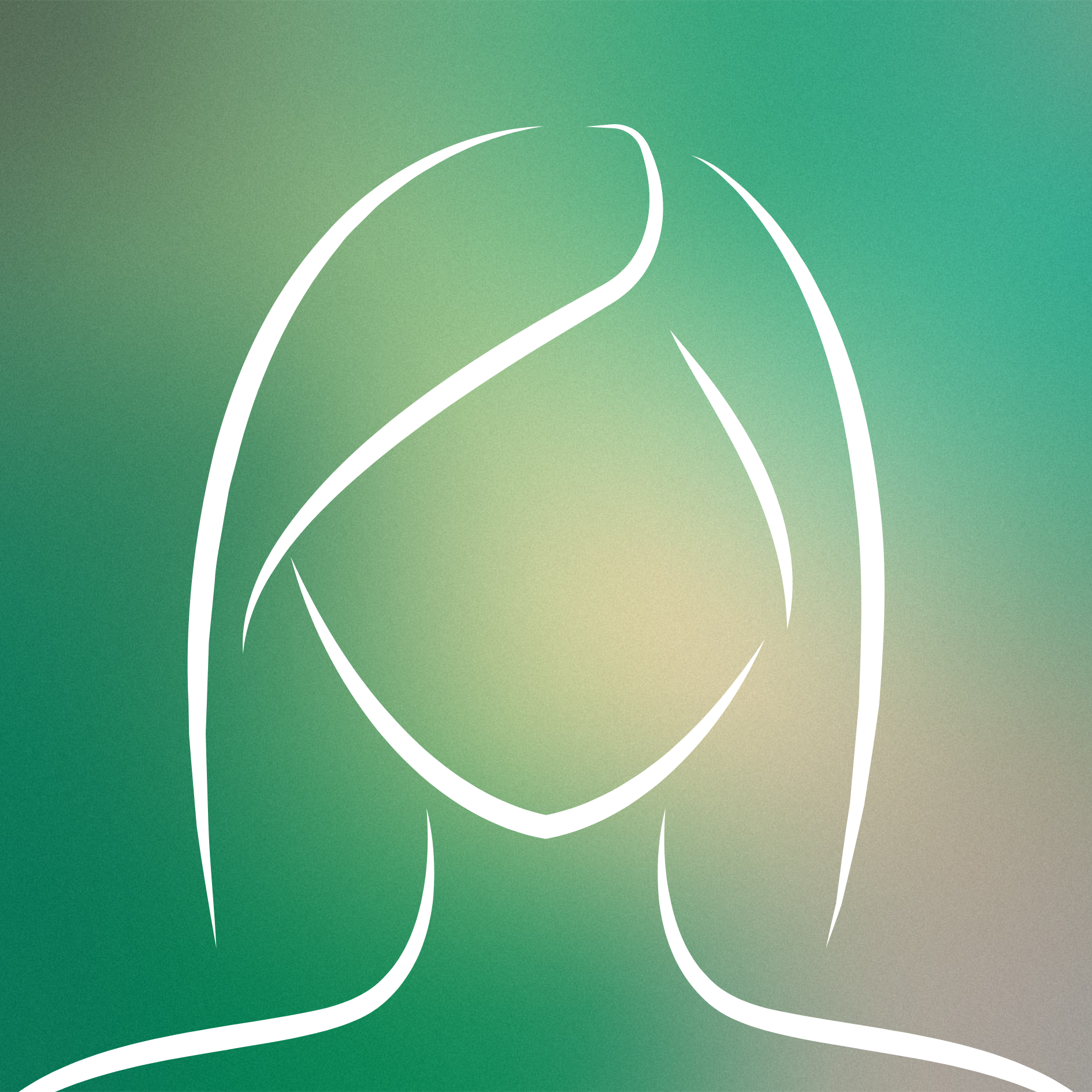 Abstract illustrated person on a green background.