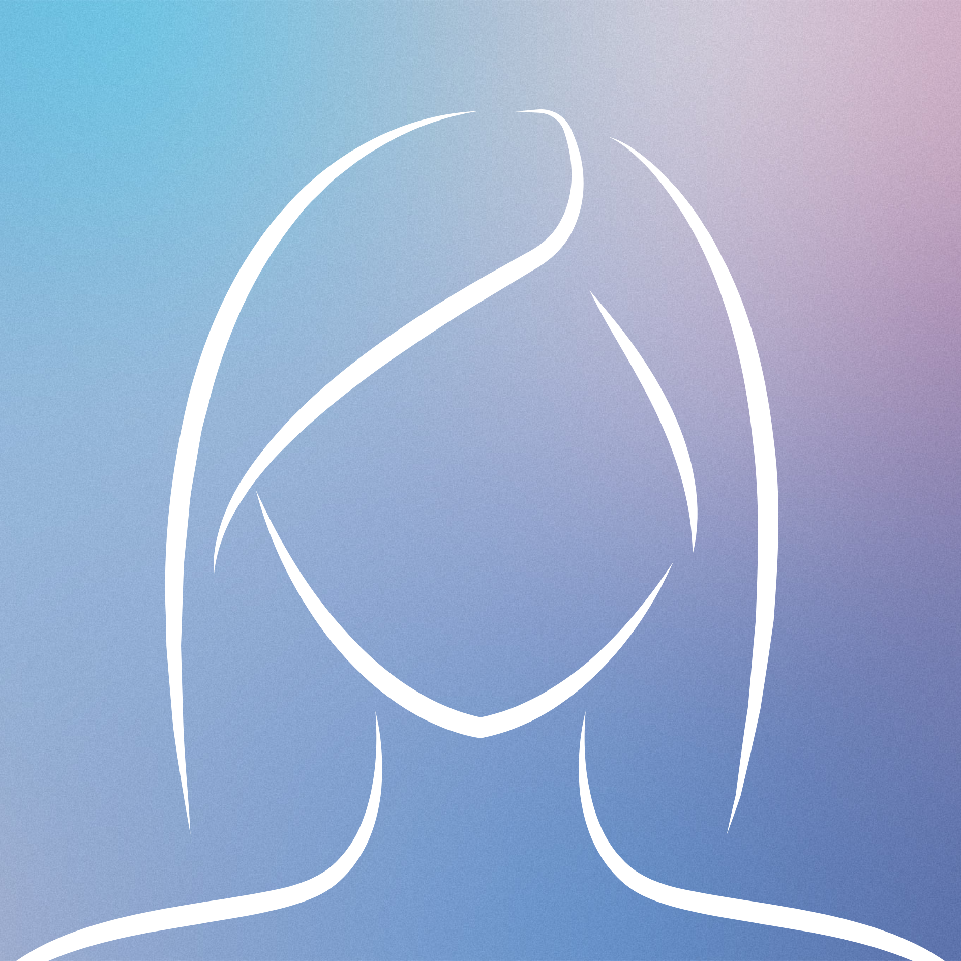 Silhouette eines anonymen weiblichen Profils vor einem blau-violett verlaufenden Hintergrund für SEO und Barrierefreiheit.